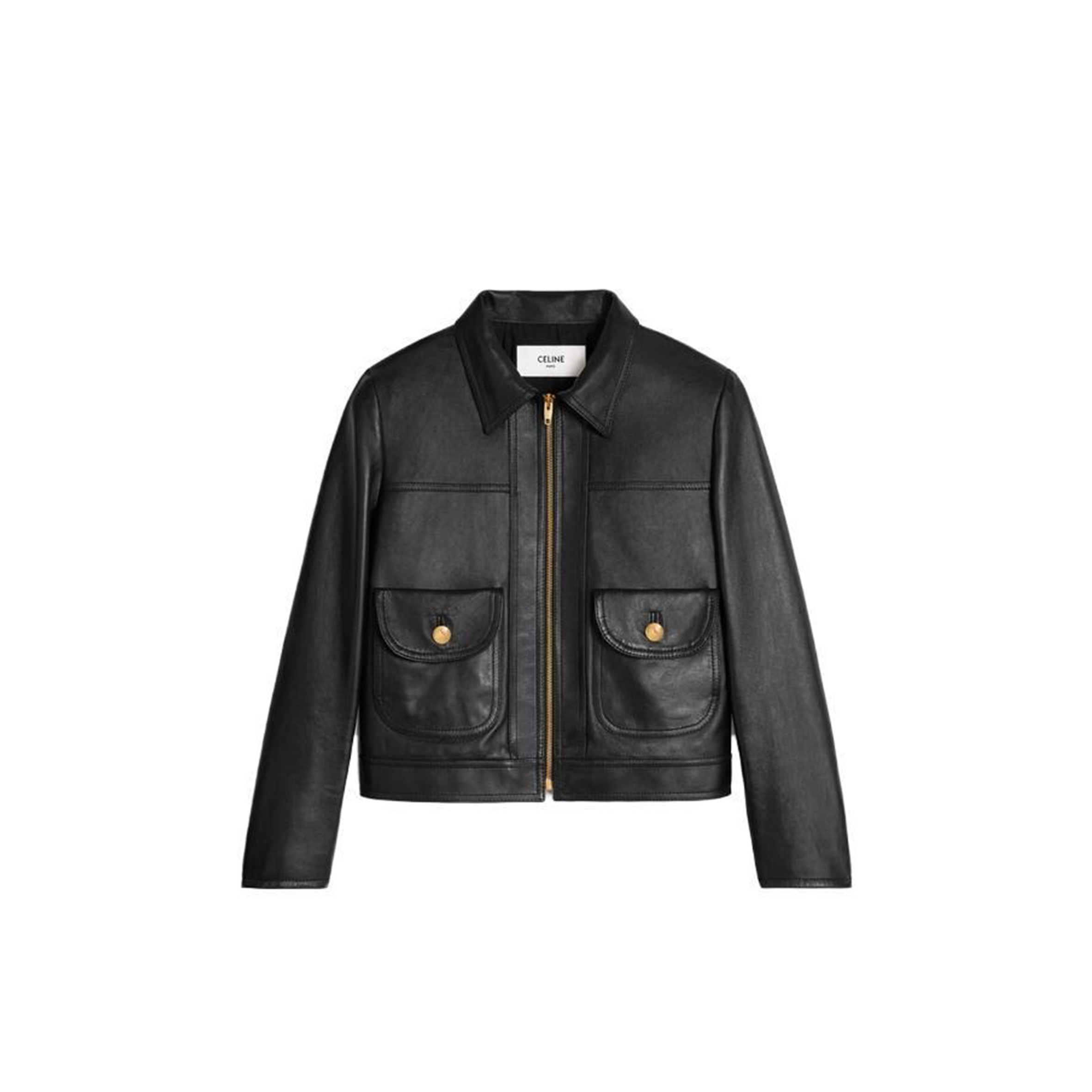 CELINE LEATHER JACKETS WOMEN'S BLACK 2EF36305Q-38NO